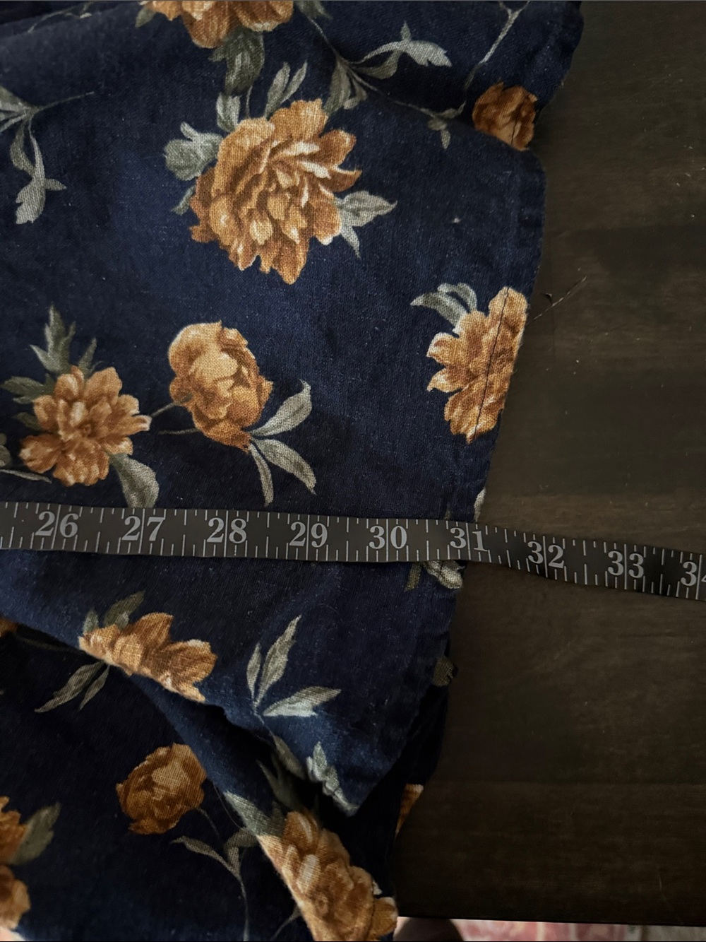 Abercrombie & Fitch Navy Floral Linen Blend Babydoll Mini Dress Size XL - Picture 8 of 8
